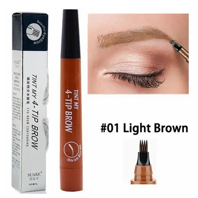 Crayon à sourcils microblading Saliha 26, waterproof, longue tenue, avec 4 pointes pour un tracé précis et naturel.