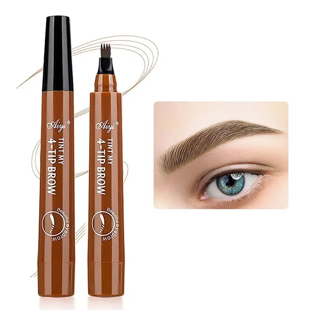 Crayon à sourcils microblading waterproof Saliha 26 avec 4 pointes, longue tenue, finition précise et naturelle.