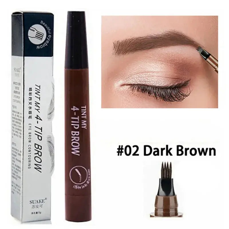 Crayon à sourcils waterproof Saliha 26 à 4 pointes pour microblading, longue tenue, application précise et naturelle.
