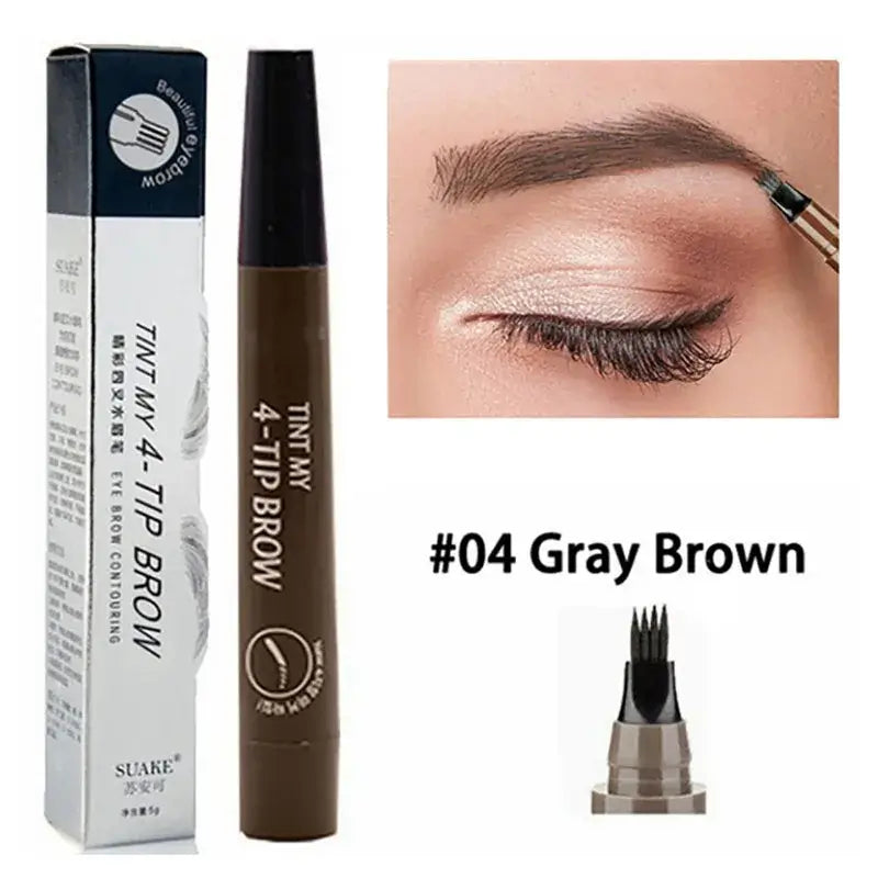 Crayon à sourcils waterproof Saliha 26 avec 4 pointes pour un microblading précis et longue tenue, visible en détail.