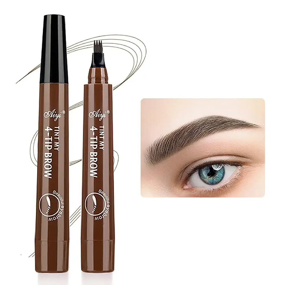 Crayon à sourcils microblading Saliha 26 avec 4 pointes, waterproof, longue tenue, pour des sourcils définis et naturels.