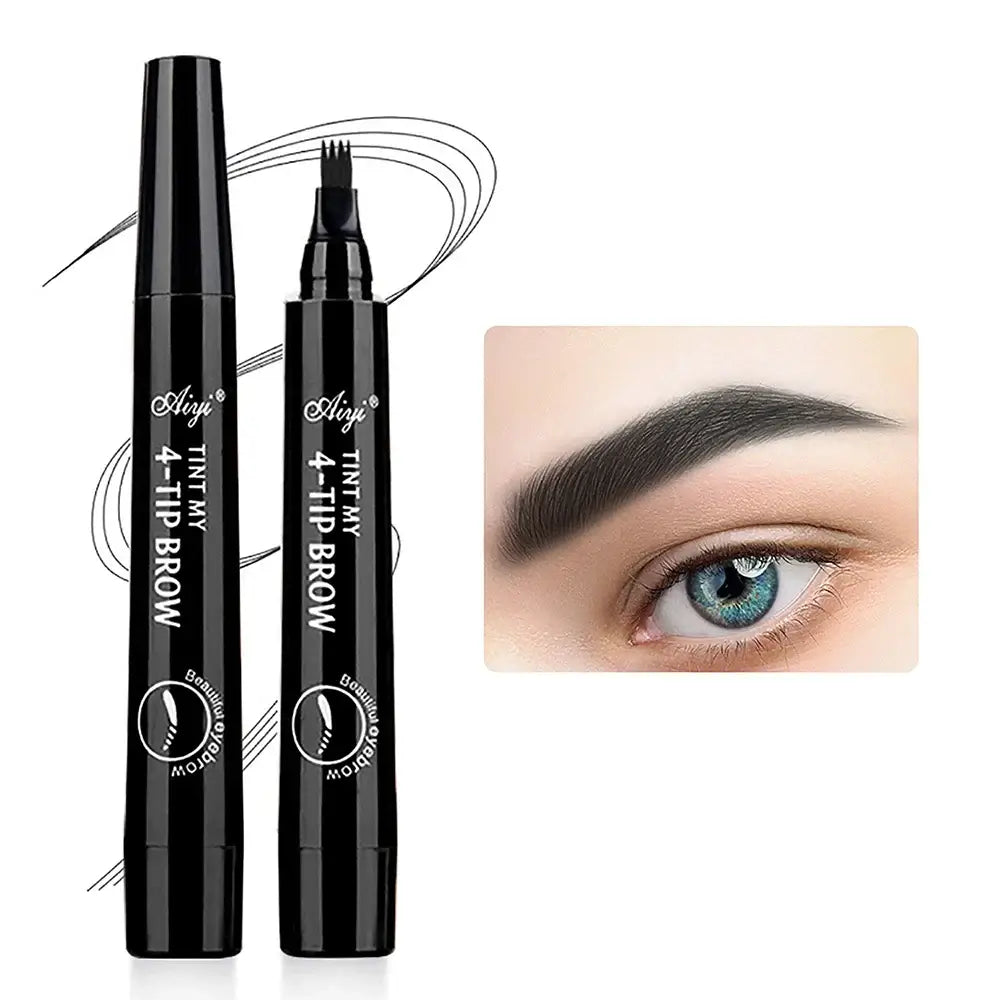 Crayon à sourcils waterproof Saliha 26 avec 4 pointes pour microblading, longue tenue et précision, visible en image.