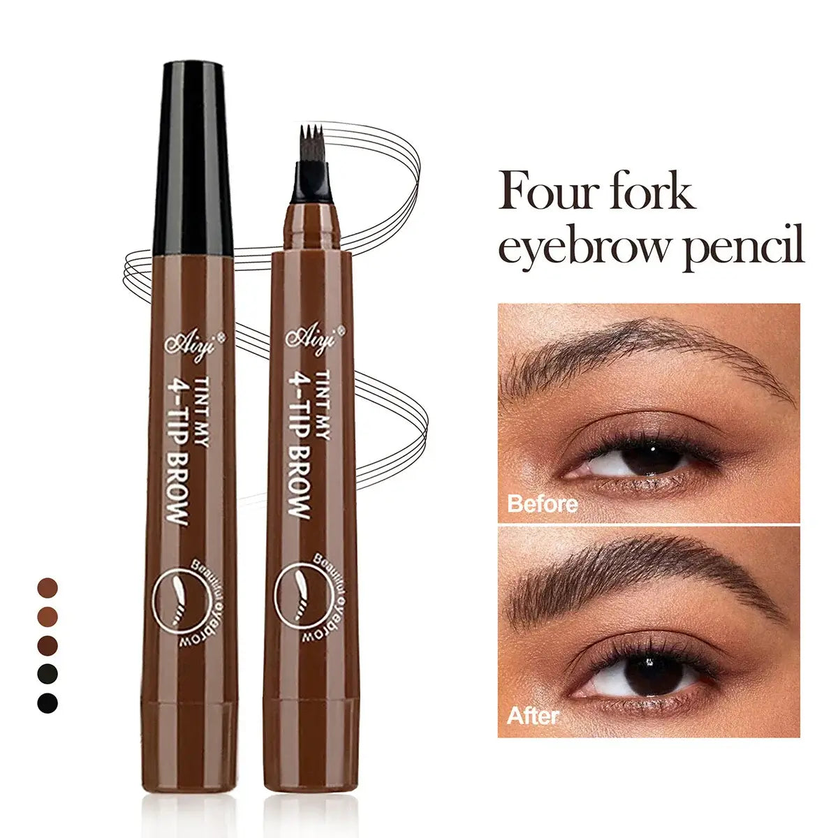 Crayon à sourcils microblading Saliha 26 avec 4 pointes, waterproof, longue tenue, pour des sourcils parfaitement dessinés.